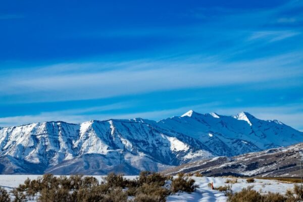 Snow Mountains - Breathtaking view of snow-covered mountains unde #10919043