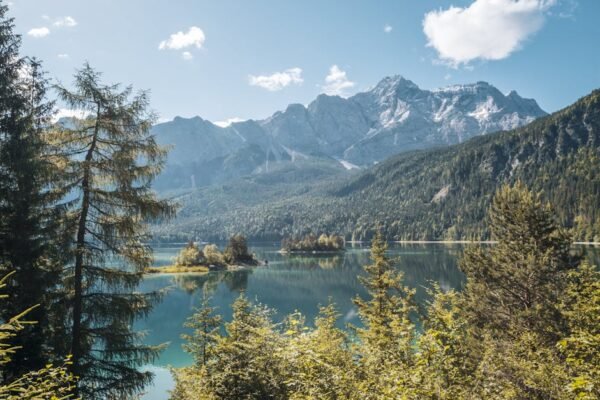Forest Nature - Stunning landscape of Lake Eibsee with the tower #12568079