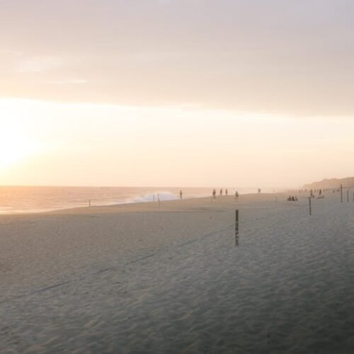 Beach Scenery - Beautiful sunset view on a tranquil beach in Pue #15941884