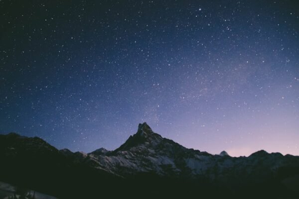 Mountain Landscapes - Starry night sky over snow-capped Annapurna rang #2085998