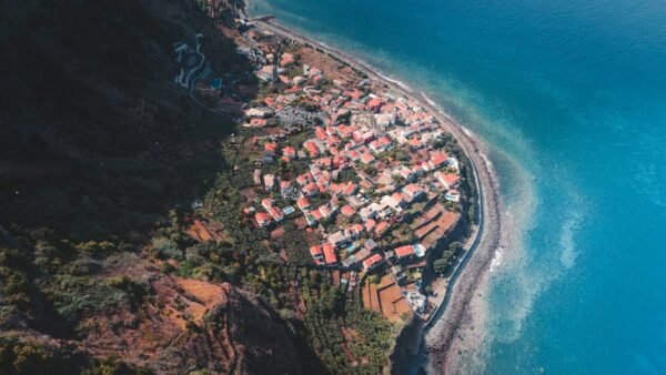 Forest Nature - Stunning aerial view of a coastal village in Mad #27429861