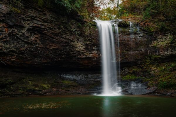 Forest Nature - A tranquil waterfall cascading over rugged cliff #28708793
