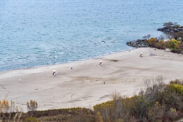 Beach Scenery - Aerial shot of a deserted beach in Toronto with  #29453897