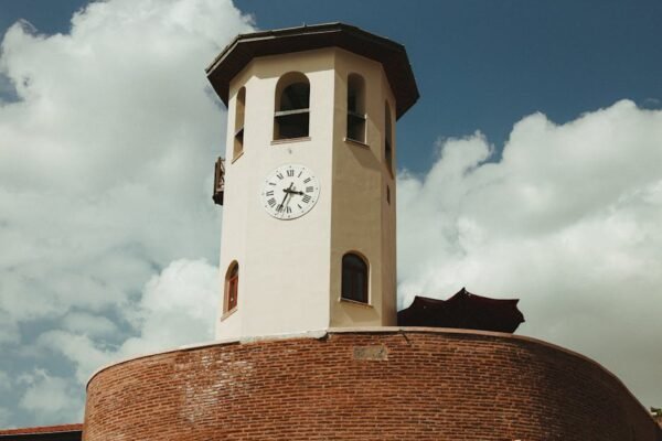 Desert Wilderness - A scenic view of Ankara Castle's clock tower wit #32107282