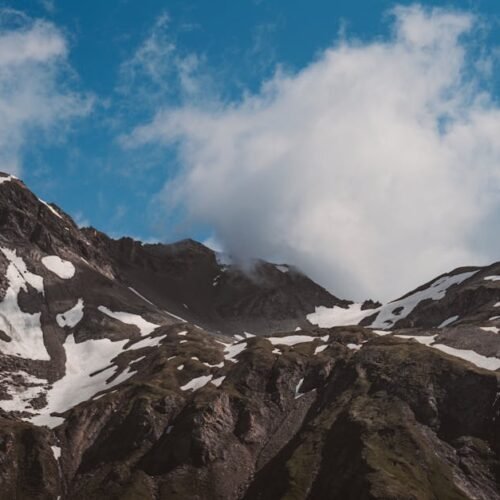 Snow Mountains - Breathtaking view of snow-capped mountain peaks  #33497385