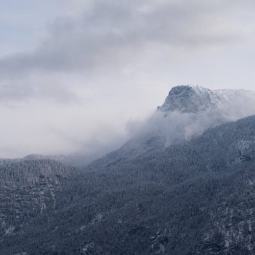 Mountain Landscapes - Tranquil alpine mountain landscape with snow and #35224240