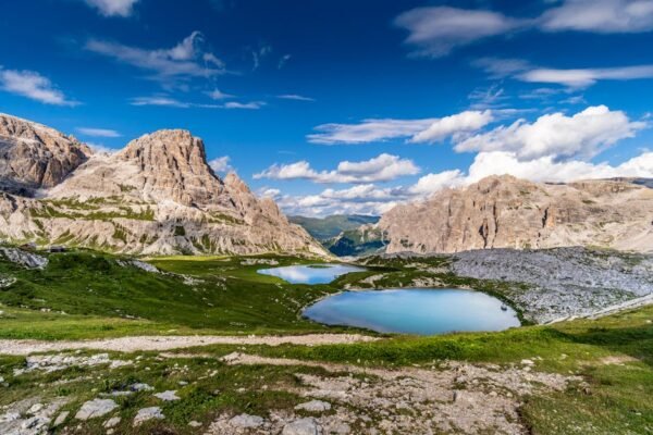 Mountain Landscapes - Scenic landscape of Tre Cime di Lavaredo with la #3996438