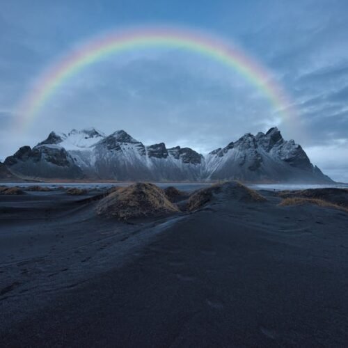 Desert Wilderness - Stunning view of Vestrahorn mountain with a vibr #4101555