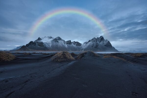 Desert Wilderness - Stunning view of Vestrahorn mountain with a vibr #4101555