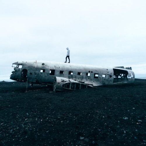 Desert Wilderness - Eerie scene of an abandoned plane wreck on Icela #919606